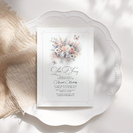 Convite Chuva de Noiva Elegante Floral Pastel Amor
