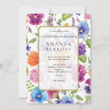 Chuva de Noiva Elegante Flores Azuis e Vermelhas