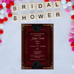 Convite Chuva de Noiva Elegante Gótica de Romance Sombrio