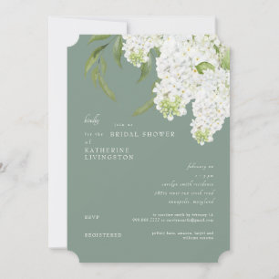 Convite Chuva de Noiva Elegante Hortênsia Branca Sage Escu