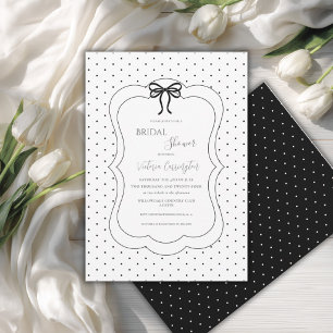 Convite Chuva de Noiva Elegante Preto e Branco com Bolinha