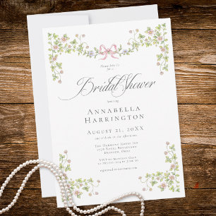 Convite Chuva de Noiva Elegante Vitoriana Pastel Floral