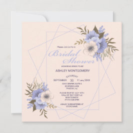 Convite Chuva de Noiva Elegantes Rosas Violeta Cinco Pétal