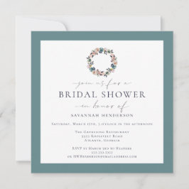 Convite Chuva de Noiva em Aquarela Rosa, Salvia Verde e Co