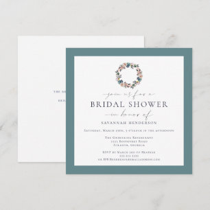 Convite Chuva de Noiva em Aquarela Rosa, Salvia Verde e Co