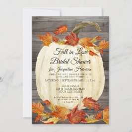 Convite Chuva de Noiva em Aquarela Rústica de Folhas de Ou