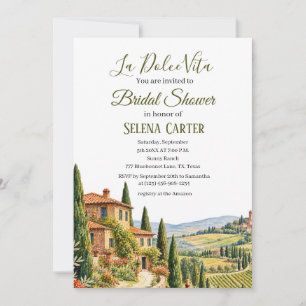 Convite Chuva de Noiva em Aquarela Vintage da Toscana Itál