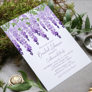 Convite Chuva de Noiva em Aquarela Wisteria Lavanda