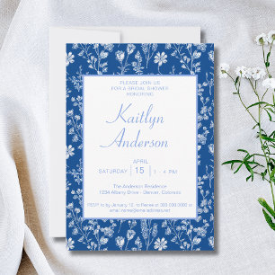 Convite Chuva de Noiva em Chinoiserie Azul e Branco
