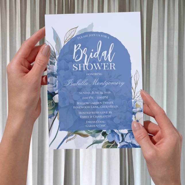 Convite Chuva de Noiva em Luxo Suave com Floral Azul (Soft Luxury Blue Floral Bridal Shower Invitations
)