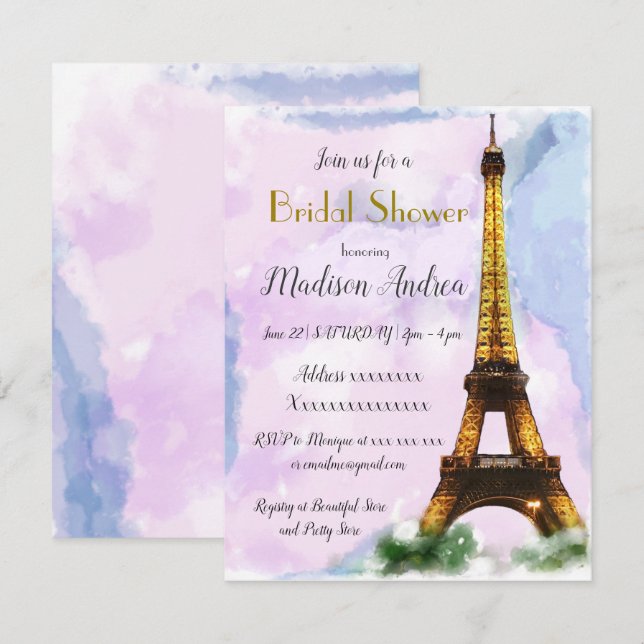 Convite Chuva de Noiva em Paris (Frente/Verso)