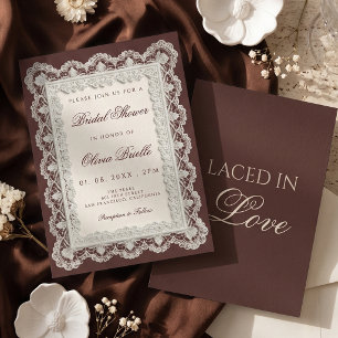 Convite Chuva de Noiva em Renda Antiga com Chocolate Elega
