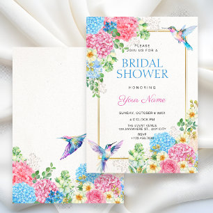 Convite Chuva de noiva estética floral pássaro