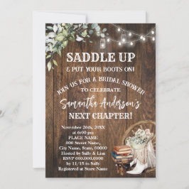 Convite Chuva de Noiva Eucalipto Saddle Up Botas & Livros