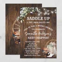 Convite Chuva de Noiva Eucalipto Saddle Up Botas & Livros