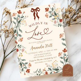 Convite Chuva de Noiva Flor Silvestre com Fita Bege