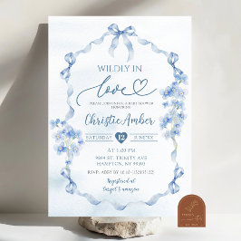 Convite Chuva de Noiva Flor Silvestre Coquete Laço Azul