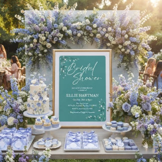 Convite Chuva de Noiva Flor Silvestre Elegante Periwinkle