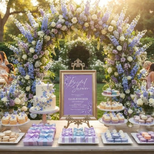 Convite Chuva de Noiva Flor Silvestre Periwinkle Elegante