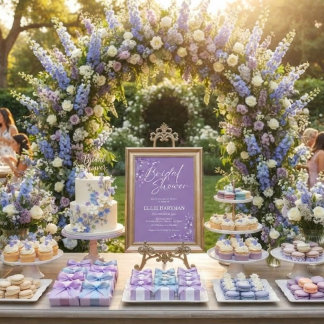 Convite Chuva de Noiva Flor Silvestre Periwinkle Elegante