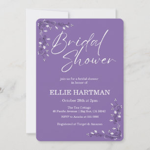 Convite Chuva de Noiva Flor Silvestre Periwinkle Elegante