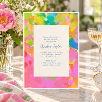 Chuva de Noiva Floral Abstrata Colorida em Aquarel