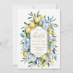 Convite Chuva de Noiva Floral Amarela Azul Limão Italiano