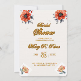 Convite Chuva de Noiva Floral Aquarela Terrosa Casamento 