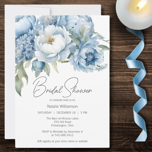 Convite Chuva de Noiva Floral Azul Gelo (Criador carregado)