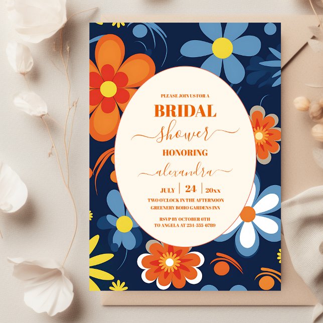 Convite Chuva de Noiva Floral Boho Retro (Criador carregado)