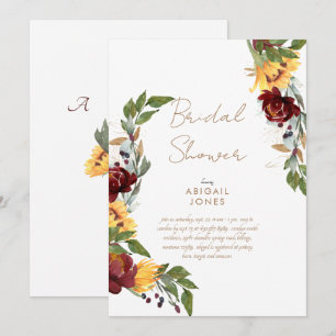 Convite Chuva de Noiva Floral Botânica de Girassol Colorid