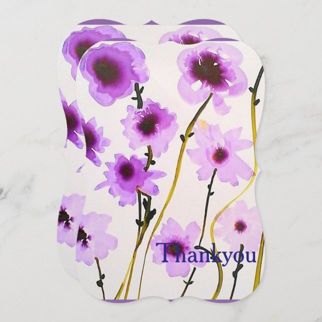 Convite Chuva de noiva floral branca roxa elegante (Frente/Verso)