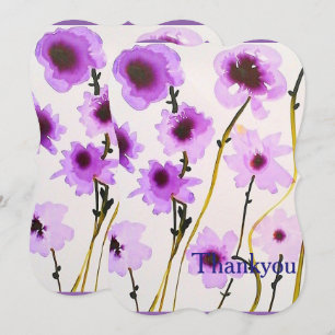 Convite Chuva de noiva floral branca roxa elegante