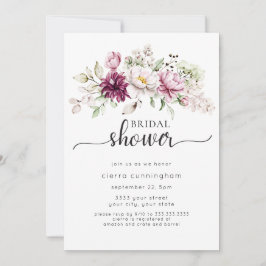 Convite Chuva de Noiva Floral Burgundy e Rosa