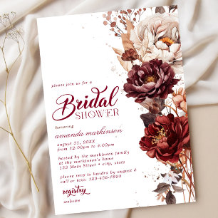 Convite Chuva de Noiva Floral Burgundy Mal-humorada
