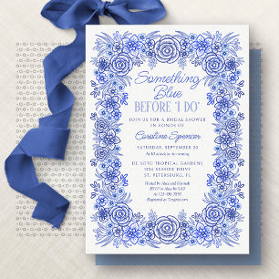 Convite Chuva de Noiva Floral Chinoiserie Azul