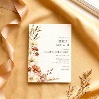 Convite Chuva de Noiva Floral Creme de Flor Silvestre