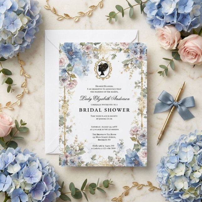 Convite Chuva de noiva floral da era Regência (Criador carregado)