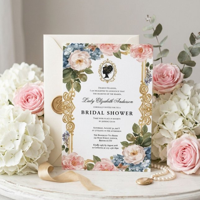 Convite Chuva de noiva floral da era Regência (Criador carregado)