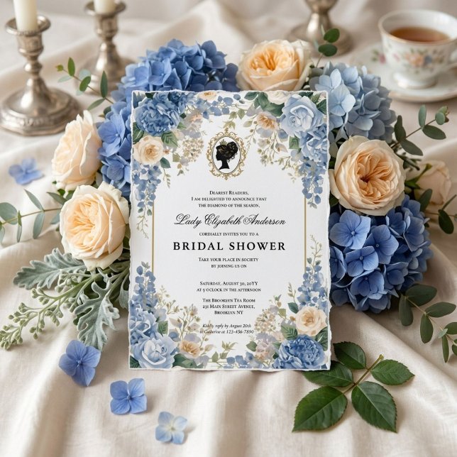 Convite Chuva de noiva floral da era Regência (Criador carregado)