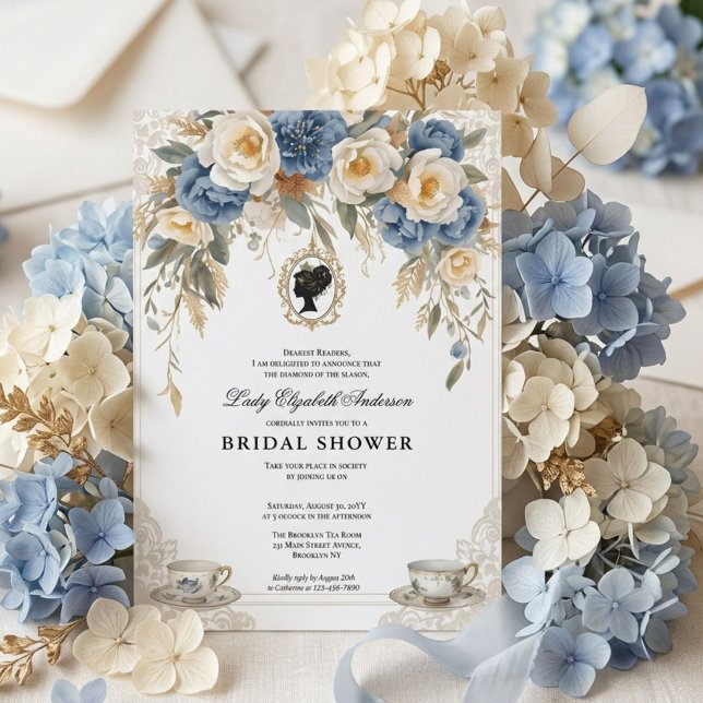 Convite Chuva de noiva floral da era Regência (Criador carregado)