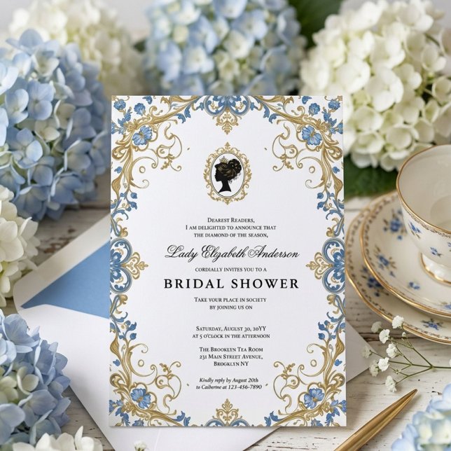 Convite Chuva de noiva floral da era Regência (Criador carregado)