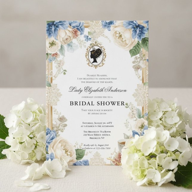 Convite Chuva de noiva floral da era Regência (Criador carregado)