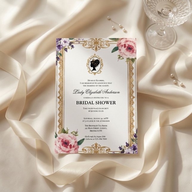 Convite Chuva de noiva floral da era Regência (Criador carregado)