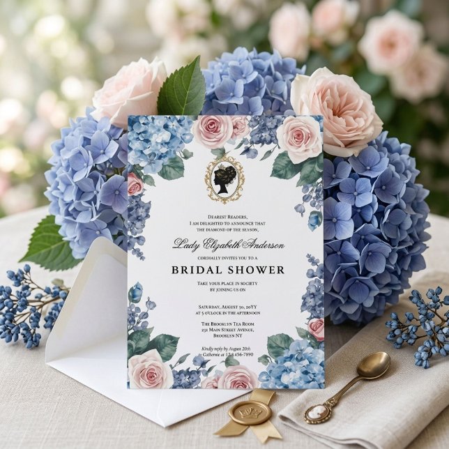 Convite Chuva de noiva floral da era Regência (Criador carregado)