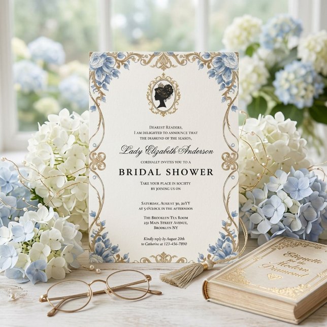 Convite Chuva de noiva floral da era Regência (Criador carregado)