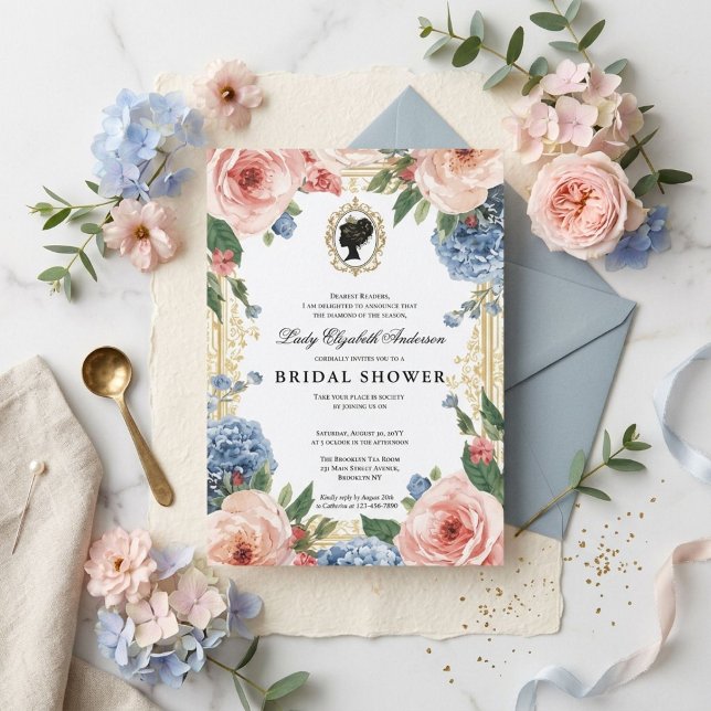 Convite Chuva de noiva floral da era Regência (Criador carregado)