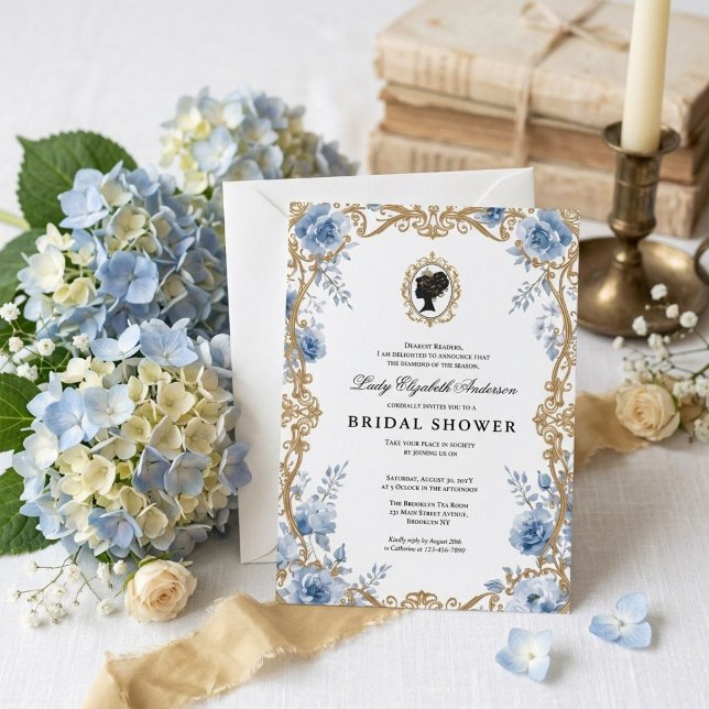 Convite Chuva de noiva floral da era Regência (Criador carregado)