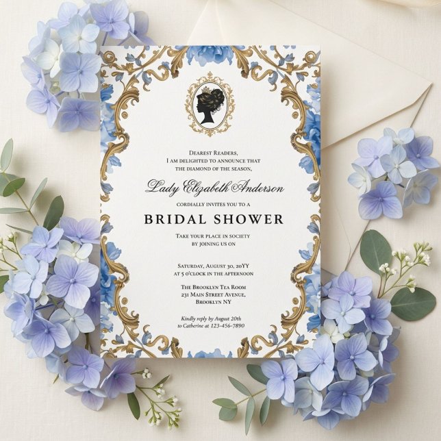 Convite Chuva de noiva floral da era Regência (Criador carregado)