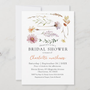 Convite Chuva de Noiva Floral de Flor Silvestre Aquarela B